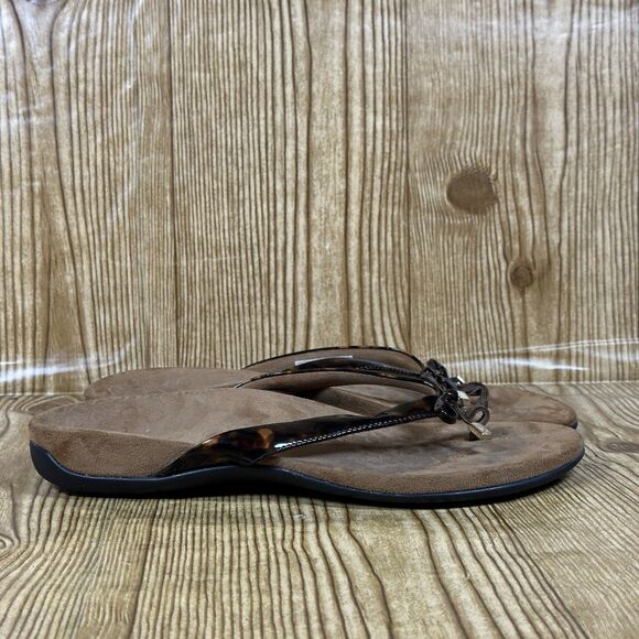 VIONIC Bella II Tortoise Shell Print Strap Comfort Flip Flop Sandals Women’s 9 - Picture 3 of 15